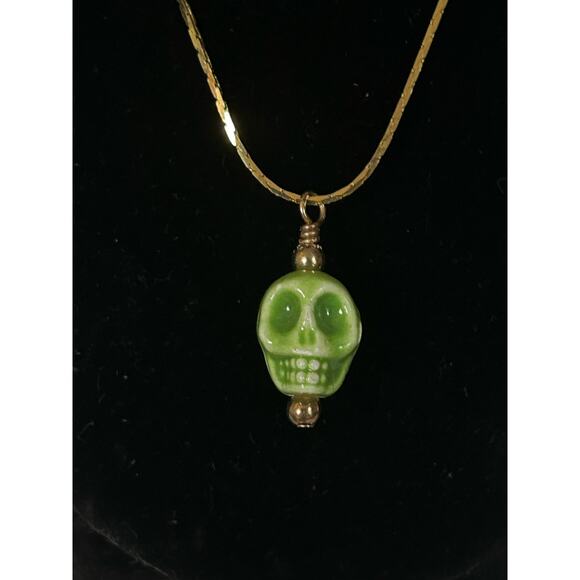 7 Handmade Skull Gold Necklace, Different Rainbow Colors- Same Style - Picture 6 of 9